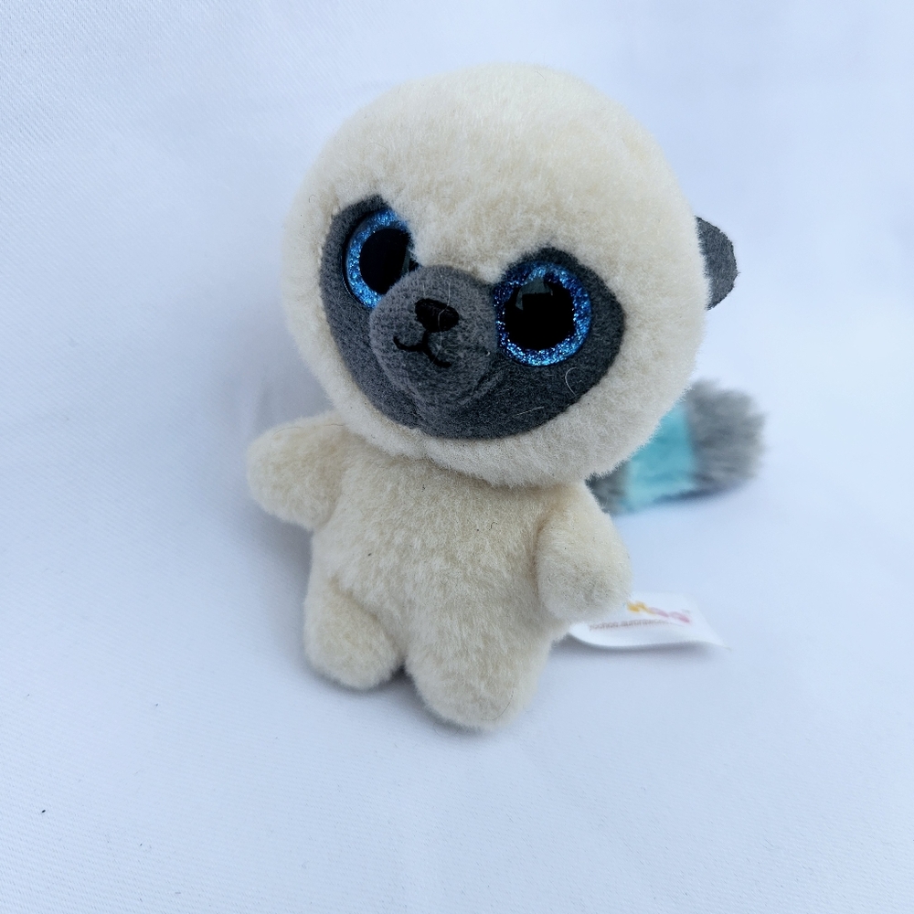 Aurora YooHoo & Friends Mini Lemur Plush Blue & Gray Striped Tail Keychain Toy
